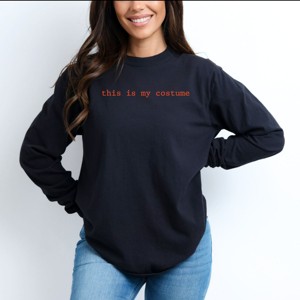 This Is My Costume Typewriter - Women's Garment Dyed Long Sleeve Graphic T-Shirt - 1 of 4