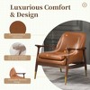 29.2'' Cognac Faux Leather Mid-Century Accent Chair with Cushioned Seat, Solid Wood Frame and Brass-Tipped Legs - 4 of 4