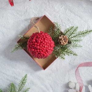 TopComfy Decorative Object Red Berry Ball Ornaments Set of 3 for Holiday Party Decorations, Red, 6.5"*6.5"*6.5" - 1 of 4
