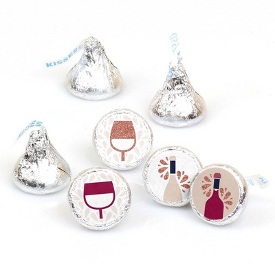 Big Dot of Happiness But First, Wine - Wine Tasting Party Round Candy Sticker Favors - Labels Fit Hershey's Kisses (1 sheet of 108)