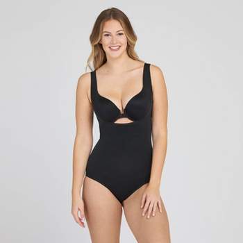 Assets By Spanx Women's Flawless Finish Shaping Micro Low Back Cupped Bodysuit  Shapewear - Very Black 1x : Target