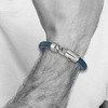 Black Bow Jewelry 8mm Stainless Steel & Black or Blue Leather Woven Bracelet, 8.25 Inch - 3 of 4