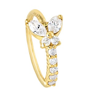 Jewelry Avalanche 14K Gold Butterfly Diamond Nose Hoop Ring, 20G 8mm Twist-open Nose Ring - 1 of 4