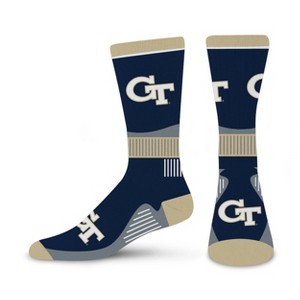 NCAA Georgia Tech Yellow Jackets Large Crew Socks: Logo Pattern, Cushioned Heel & Toe - 1 of 3