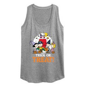 Women's - Peanuts - Trick Or Treat Moonlight Graphic Racerback Tank - 1 of 4
