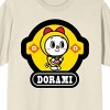 Doraemon Dorami Standing Pose on Yellow circlular frame, Dorami Logo on natural Short Sleeve Adult T-Shirt - 2 of 3