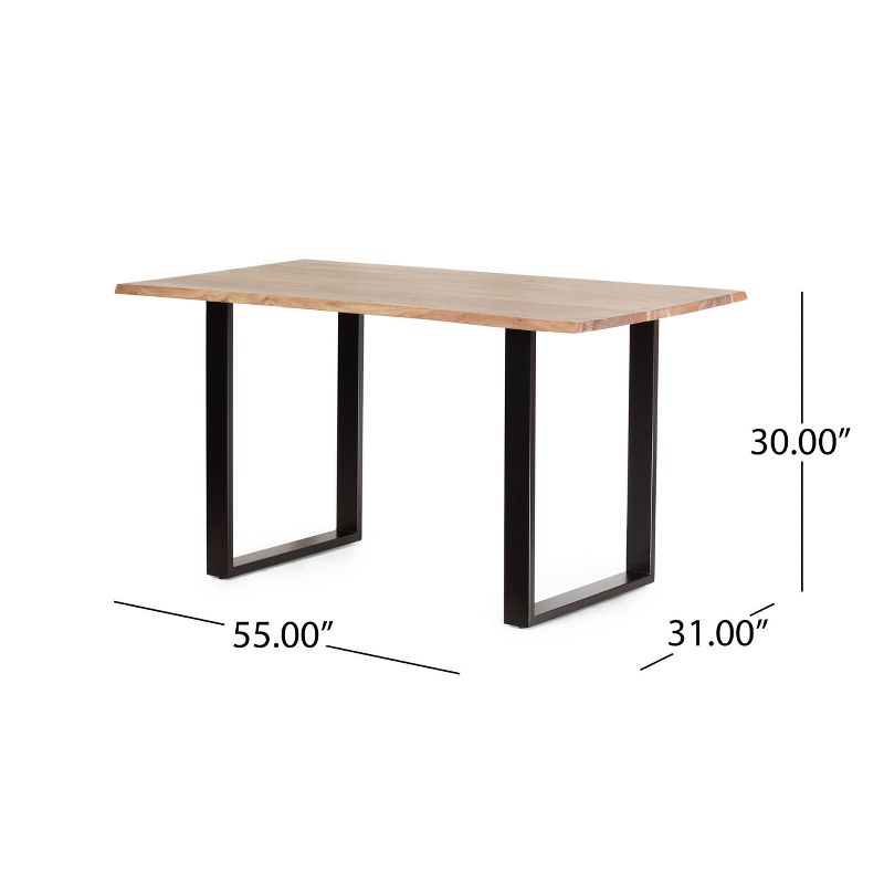 Mcville Modern Industrial Acacia Wood Dining Table Natural/Black - Christopher Knight Home, 4 of 8