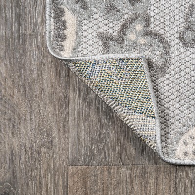 Paisley Elegance Light Gray/Ivory 2' x 8' Synthetic Indoor/Outdoor Runner
