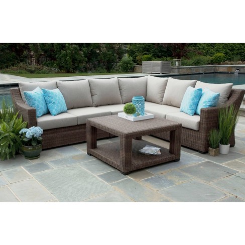 Alder 5pc Sunbrella Sectional Set Beige Canopy Home And Garden Target - Outdoor Furniture Sunbrella Sectional