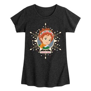 Girls' - Fancy Nancy - Christmas Joyeux Noel Fitted Short Sleeve Graphic T-Shirt - 1 of 4