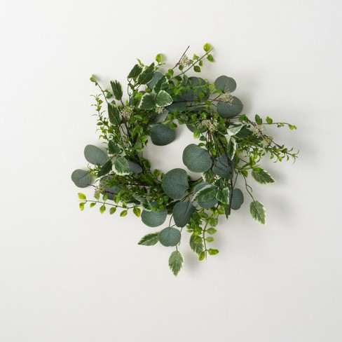 15H Sullivans Variegated Foliage Mini Wreath, Multicolored