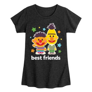 Girls' - Sesame Street - Best Friends Bert Ernie-Girls Fitted Short Sleeve Graphic T-Shirt Fitted Short Sleeve Graphic T-Shirt - 1 of 4