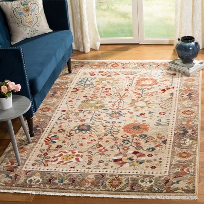 Beige and Taupe Floral Synthetic 8' x 10' Area Rug