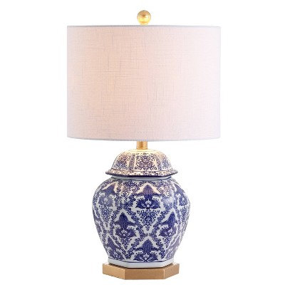 25" Ceramic/Metal Gretchen Ginger Jar Table Lamp (Includes LED Light Bulb) Blue - JONATHAN Y