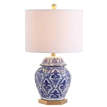 25" Ceramic/Metal Gretchen Ginger Jar Table Lamp (Includes LED Light Bulb) Blue - JONATHAN Y