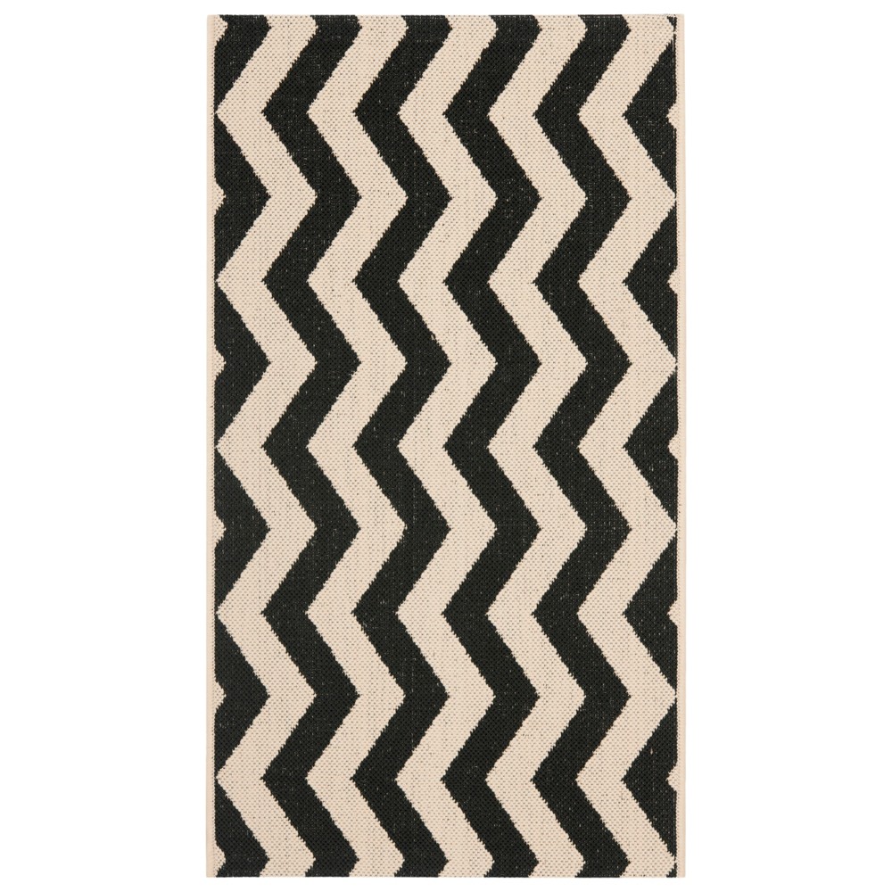 2'X3'7in Courtyard Ayden Chevron Outdoor Rug - Black/Beige - Safavieh