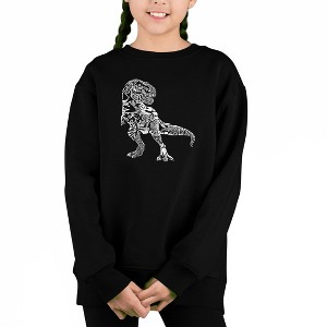 LA Pop Art Dino Pics - Girl's Word Art Crewneck Sweatshirt - 1 of 3