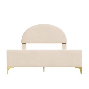 HomeRoots Beige Tufted Velvet Upholstered Queen Bed Frame - 1 of 4
