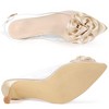 BLISSFUL STEP Women's Pointed Toe Flower Stiletto Heels Slide Mules Sandals - 4 of 4