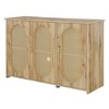 DOMETOUR Retro 3-Door Sideboard with Large Storage Space Artificial Rattan Doors and Metal Handles Cabinet for Living Room and Hallway - 3 of 4