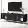 78.7" TV Stand with Glass Cabinet Doors, 2 Drawers & Legs – Entertainment Console for TVs up to 80", Media Center with Storage and Cable Management - 3 of 4