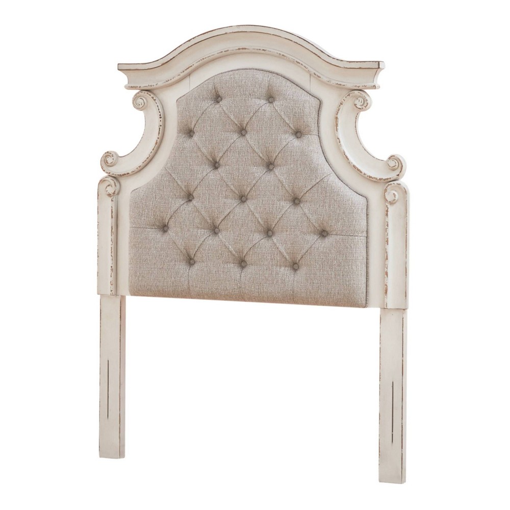 Photos - Bed Frame Ashley Twin Realyn Upholstered Panel Headboard Beige - Signature Design by 