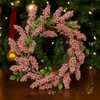 SEVOBAL Wreaths Christmas Pinecone Wreath 18x18x4.5" Timeless Red Frosted Wall Wall Hanging Berry Holiday Decor Christmas Wreath, Pink, 18"*18"*4.5" - 2 of 4