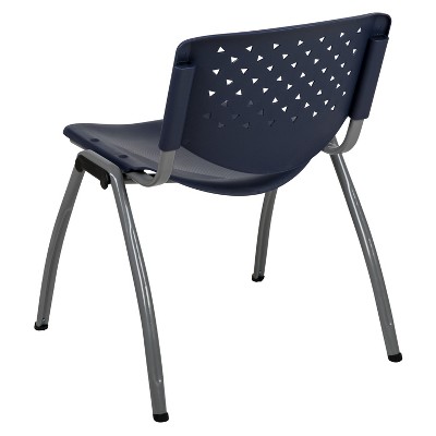 Navy and Black Metal Stacking Reception Chair