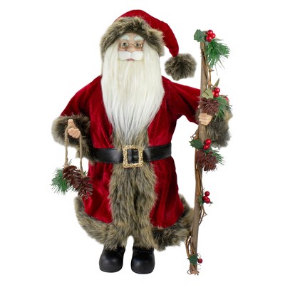 Northlight 18" Standing Old World Santa Claus with Walking Stick