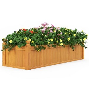 Tangkula Patio Wooden Raised Garden Bed Rectangular Garden Planter w/ Drainage System - 1 of 4