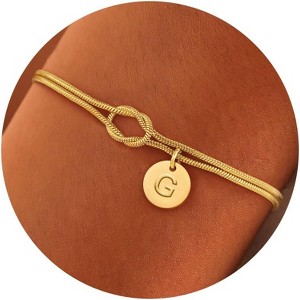 Gold Initial Bracelets for Women Girls Jewelry Gifts - Dainty Gold Plated Love Knot Letter A-Z Initial Bracelet Personalized - 1 of 4