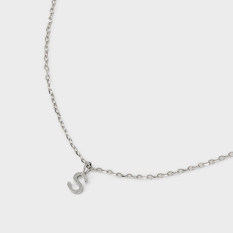 Sterling Silver Small Polished Initial Pendant Necklace - A New Day™ Silver, 5 of 6