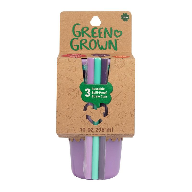 The First Years GreenGrown Reusable Spill-Proof Straw Toddler Cups - Purple/Teal - 3pk/10oz, 4 of 12