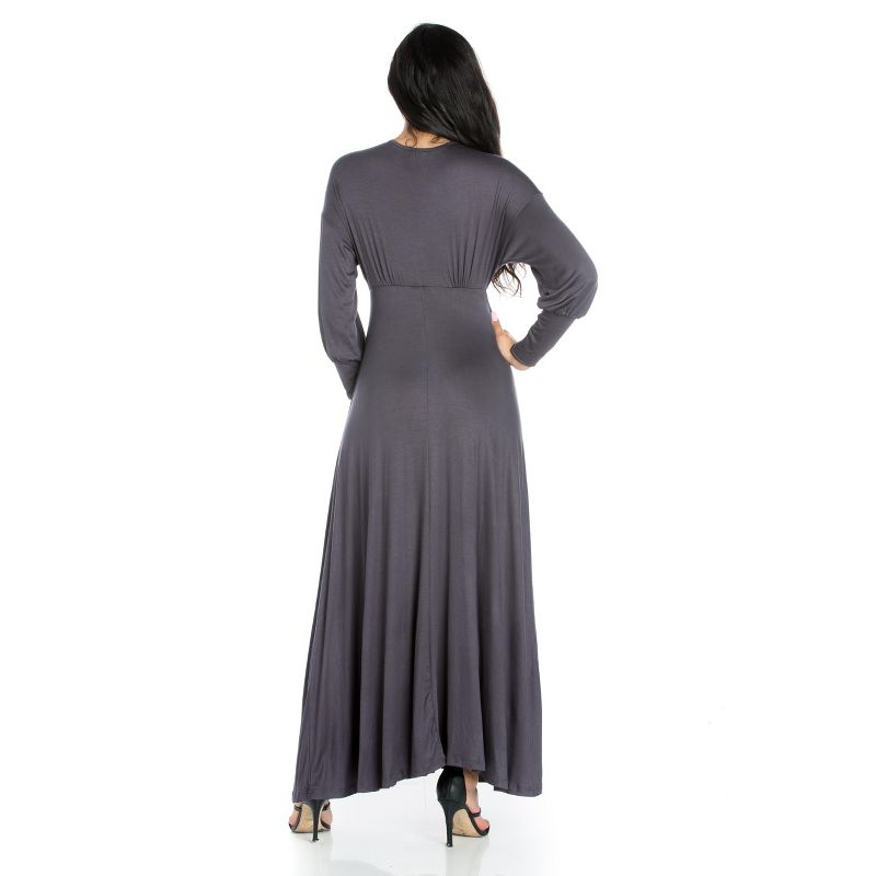 24seven Comfort Apparel V-Neck Long Sleeve Maxi Dress, 3 of 5