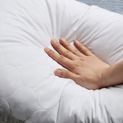 Standard White Quilted Goose Feather Down Pillows Set of 2