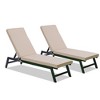Gulches 2 Set Khaki Patio Chaise Lounges Cushion Replacement - Outdoor Lounge Chair Cushions - 2 of 4