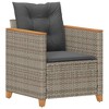 vidaXL Patio Chair with Cushions Gray Poly Rattan - 2 of 4
