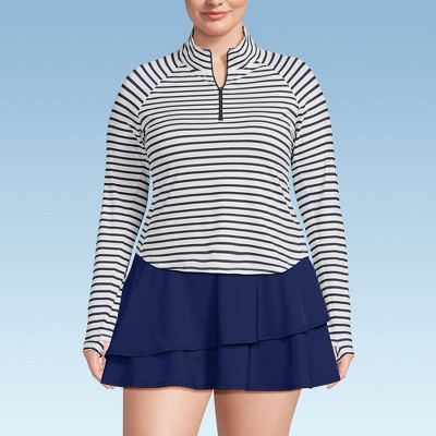 Lands' End Women's Long Sleeve Rash Guard Cover-up UPF 50