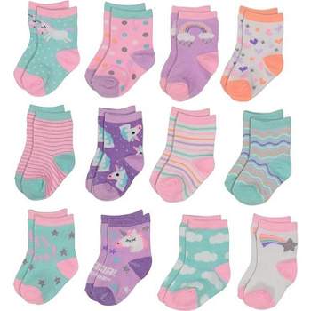 Unicorns & Rainbows Infant Socks for Baby Girls, 0-24 Months