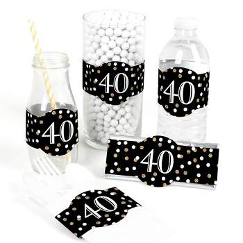 Big Dot of Happiness Adult 40th Birthday - Gold - DIY Party Supplies - Birthday Party DIY Wrapper Favors & Decorations - Set of 15