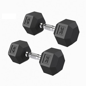 Garvee Rubber Encased Hex Dumbbell Set Contoured Handle for Muscle Toning, Strength Building & Full Body Workout - 1 of 4