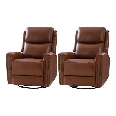 Set of 2 Hilario 30.31''Wide Genuine Leather Swivel Rocker Recliner | ARTFUL LIVING DESIGN