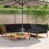 vidaXL Patio Pallet Sofa Set with Cushions - Solid Acacia Wood Outdoor Furniture - 4 Piece Garden/Patio/Terrace Seating - Modular Design - Brown/Black - 2 of 4