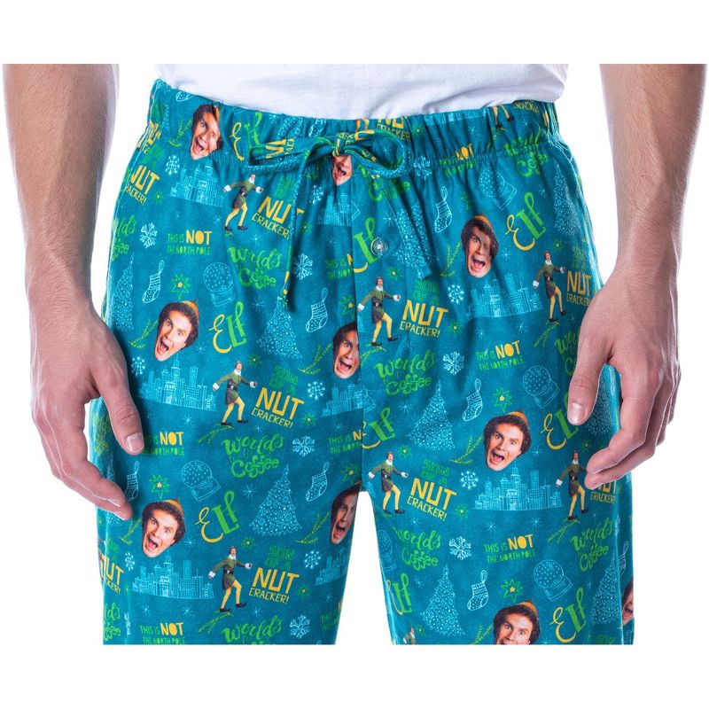 Elf The Movie Men's Son Of A Nut Cracker Allover Loungewear Pajama Pants Green, 3 of 6
