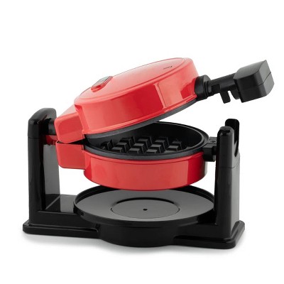 Red Non-Stick Rotating Belgian Style Waffle Maker