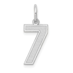 Black Bow Jewelry 14k White Gold, Jersey Collection, Medium Number 7 Pendant - 1 of 4