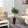 Nearly Natural 39-in Fiddle Leaf Fig Artificial Tree in Bamboo Planter - image 4 of 4