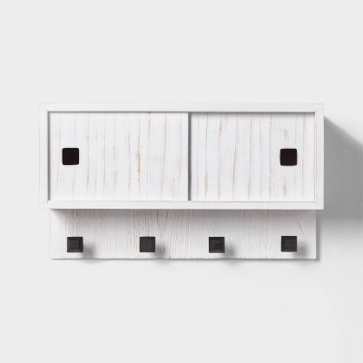 Entryway Wood Shelf with Sliding Doors White - Threshold™
