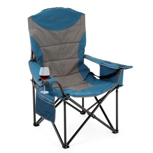 Arrowhead Outdoor XXL Folding Padded Camping Chair w/Cup & Wine Holder, Armrest Cooler, Support up to 600 lbs (Ocean Blue) - 1 of 4