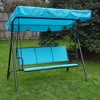Kozyard Belle 3-Seater Outdoor Patio Glider Swing featuring a Durable, Weather-Resistant Powder-Coated Steel Frame and Comfortable Textilene Seats - 2 of 4
